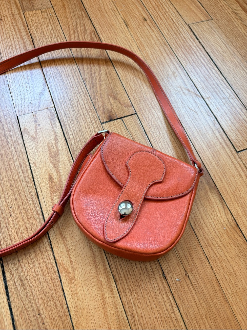 Co-Lab Orange Leather Small Crossbody Saddle Bag